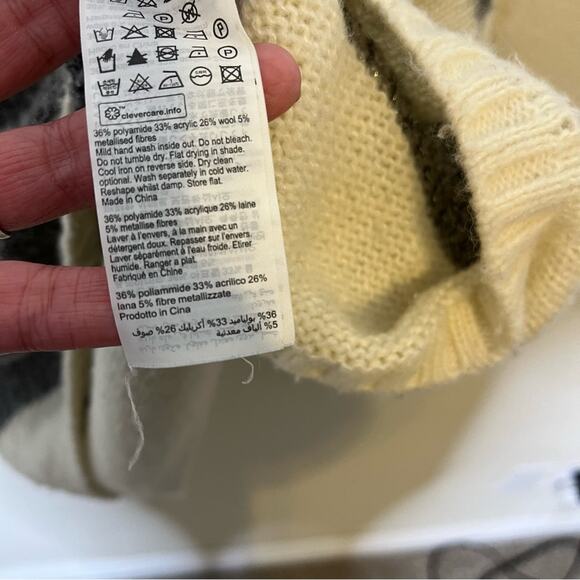 AllSaints Lou Sparkle Jumper Metallic Stripe V Neck Oversized Womens Size S - Picture 7 of 11